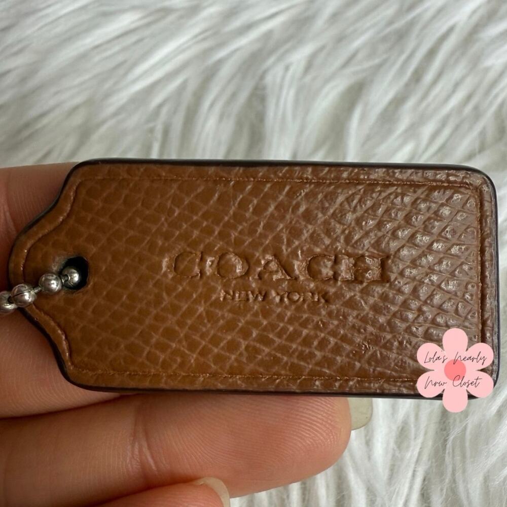 1.5" COACH Brown Fob Bag Charm Hang tag Hangtag
